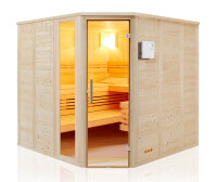 Sauna Urban 209x209x200cm mit Eckeinstieg und Fensterelement
