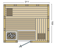 Sauna Urban 211x164x200cm mit Frontstieg