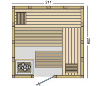 Sauna Urban 211x209x200cm mit Frontstieg