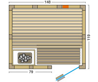 Sauna Vitalis Complete 148x119x200cm mit Fronteinstieg