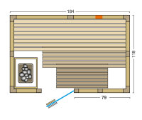 Sauna Vitalis Complete 184x119x200cm mit Fronteinstieg