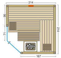 Sauna Safir Complete Fichte 214x214x203cm mit Eckeinstieg...