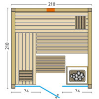 Sauna Panorama Complete Fichte 210x210x203cm