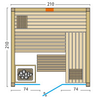Sauna Panorama Complete Fichte 210x210x203cm
